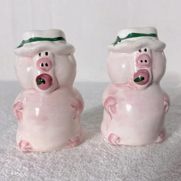 Vintage Ceramic Pink  Pig Salt & Pepper Shakers - Picture 8 of 9